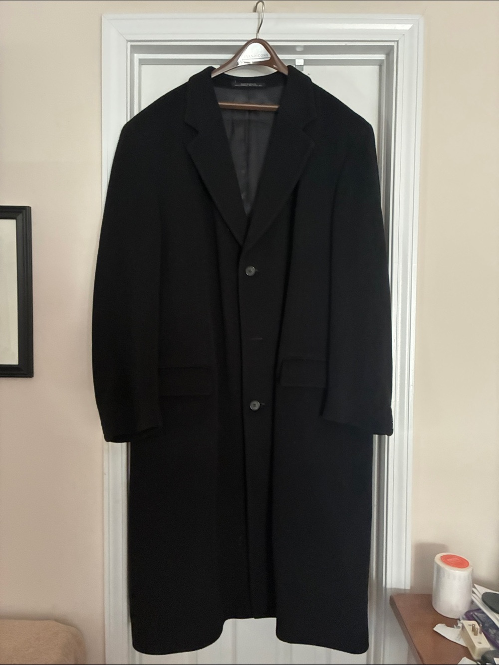 Men's 2XL Black Single-Breasted Trench Coat - Classic Overcoat